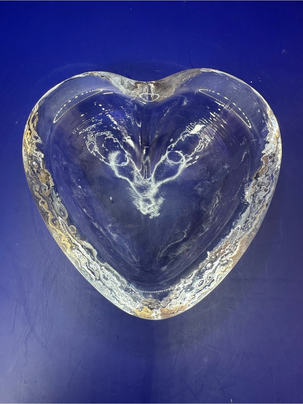 Simon Pearce Highgate Crystal Heart Dish Hand Made Signed.